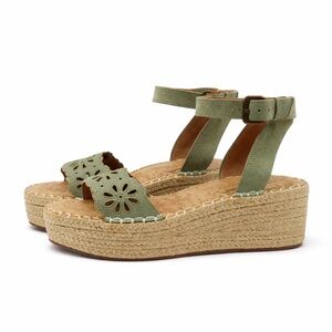 Crown Vintage Fentisa Sage Green Suede Espadrille Platform Sandals
